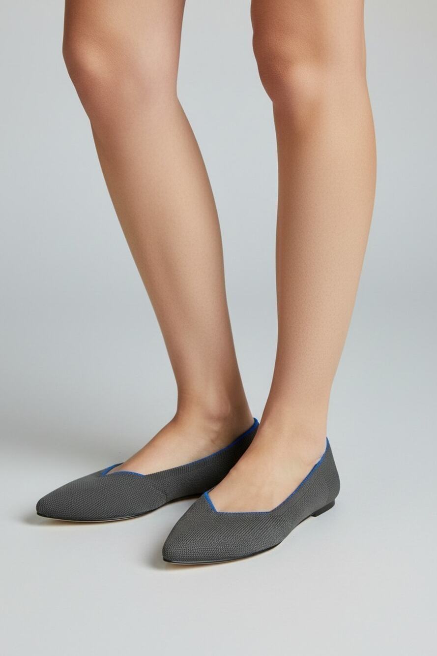 Rothy's The Point Cloud Grey Birdseye Ballet Flats Size 11 Lightweight Travel
